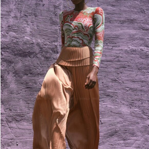 Andrea Iyamah LINEA TOFFEE PLEATED PANTS Size XL - Picture 1 of 13